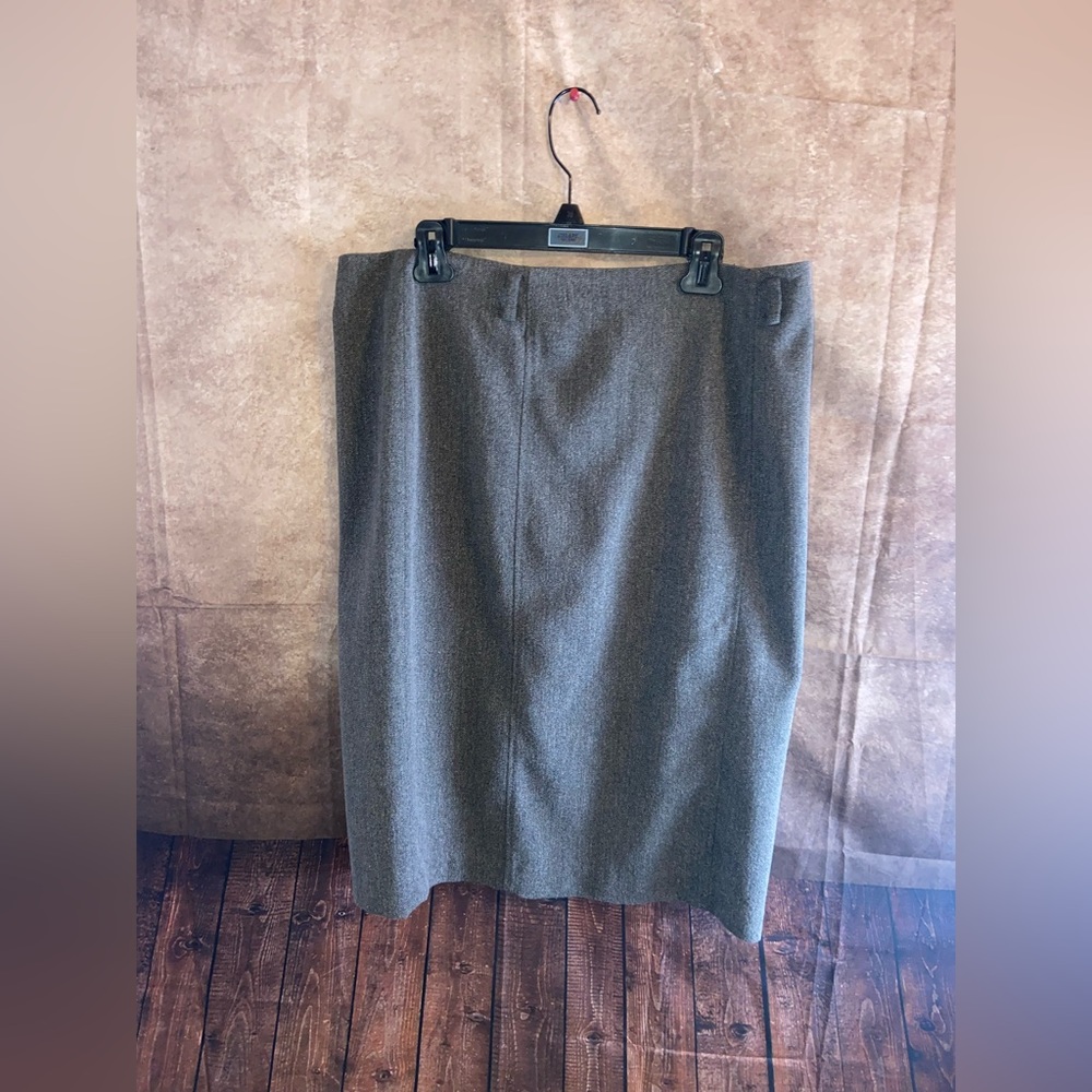 Rafaella Womens Brown/Gray Tweed Pencil Skirt Size 14 Stretch Lined Slit-NWOT
